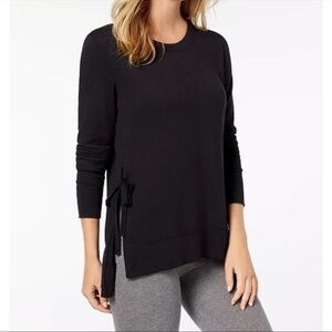 UGG Quincy Bow Tie Side Black Terry Sweatshirt Relaxed Fit  Sz L